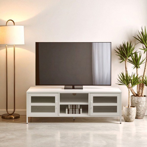 Biała stalowa szafka pod TV 150x50x45 cm Acier – Premier Housewares-image-1