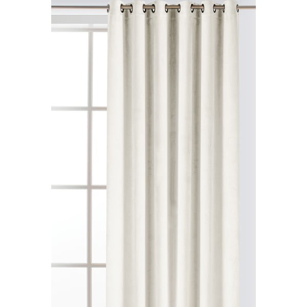 Kremowa aksamitna zasłona częściowo zaciemniająca (dimout) 200x250 cm Velto – Filumi-image-1