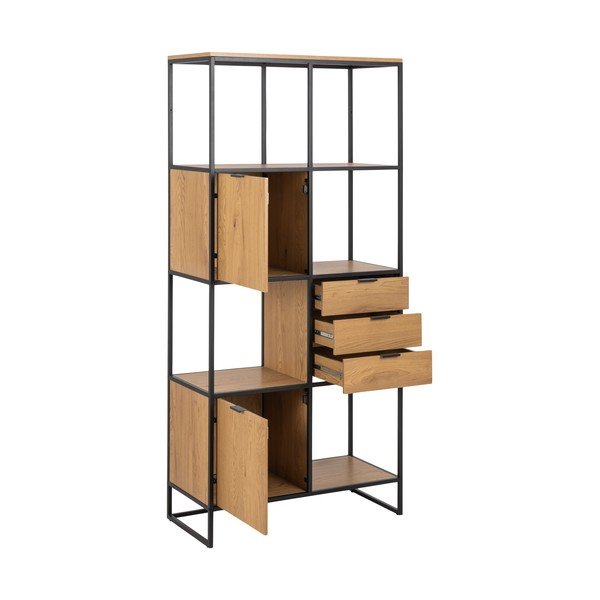 Czarny regał w dekorze dębu 85x183 cm Swindon – Actona-image-3