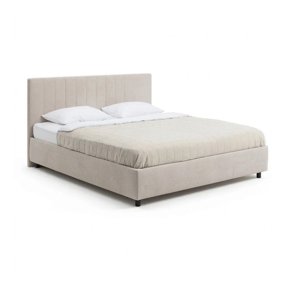 Beżowe tapicerowane łóżko dwuosobowe c 160x200 cm Myra Slim Line – Bonami Selection