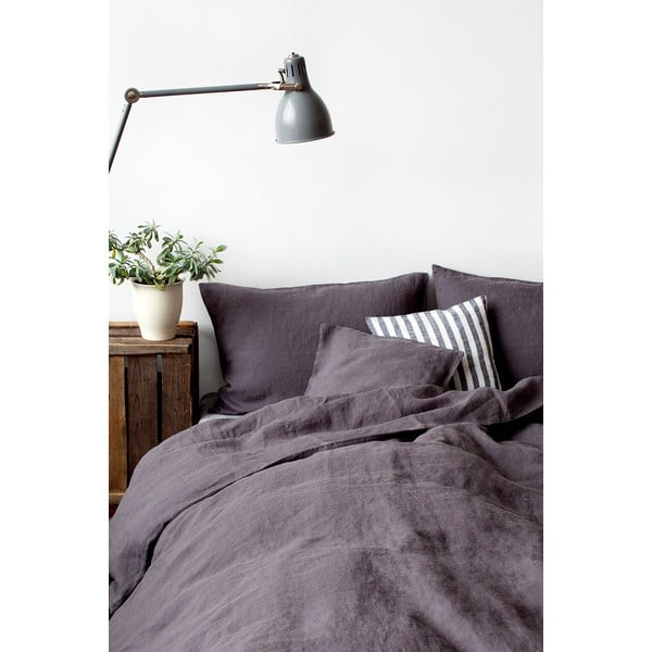 Ciemnoszara lniana poszewka na poduszkę Linen Tales, 70x90 cm-image-1