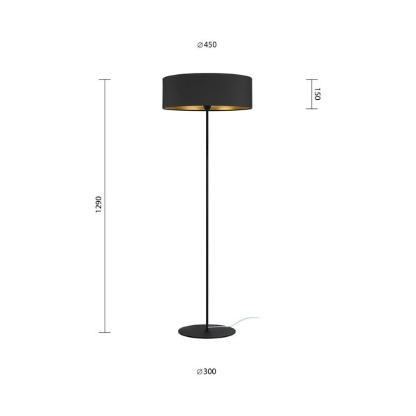 Czarna lampa stojąca z detalem w złotym kolorze Sotto Luce Tres XL, ⌀ 45 cm-image-3