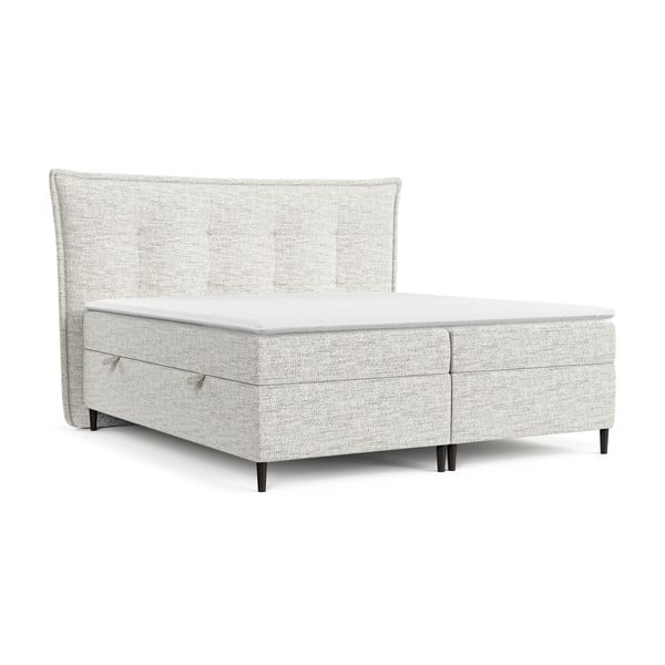 Jasnoszare łóżko boxspring ze schowkiem 160x200 cm Sinai – Maison de Rêve