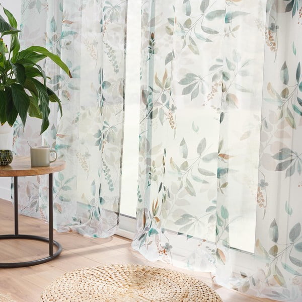 Biało-zielona firanka 140x240 cm Dilaris – douceur d'intérieur-image-1