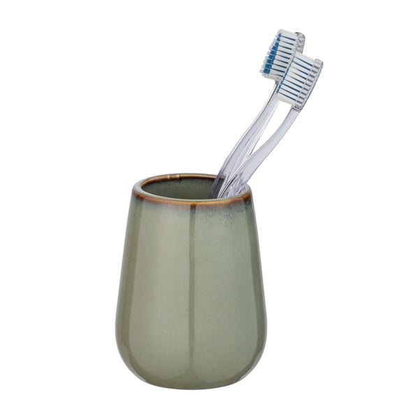 Zielony ceramiczny kubek na szczoteczki do zębów Wenko Sirmione-image-1