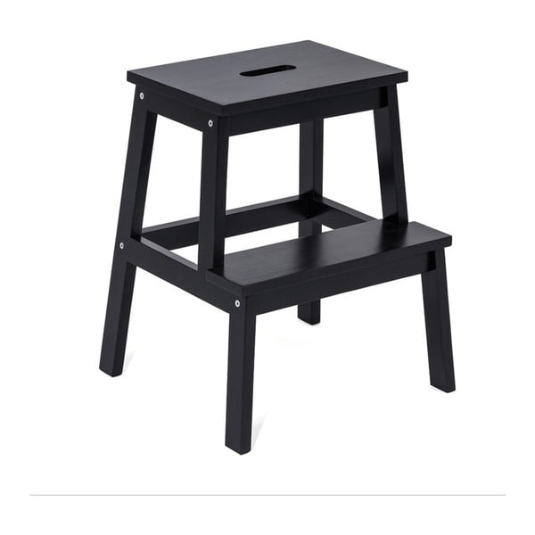 Czarny stołek z drewna kauczukowego ze schodkiem Corg – Bonami Selection