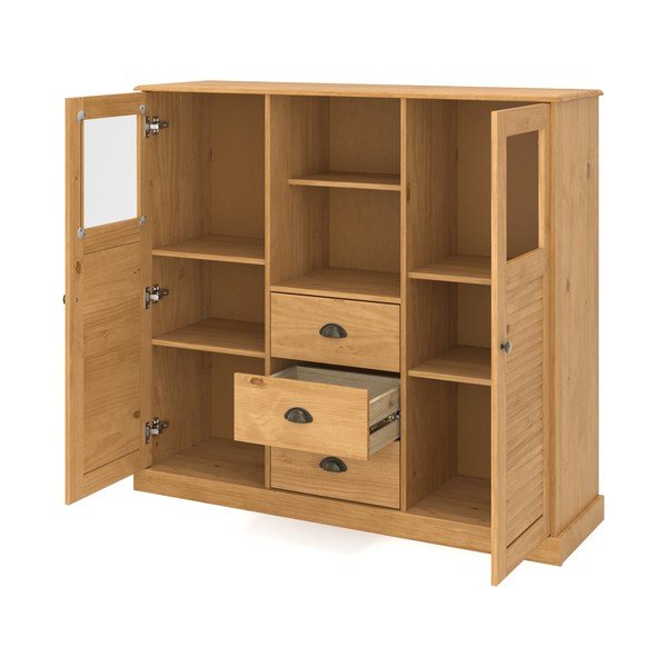 Szafka z litego drewna sosnowego w jasnym naturalnym kolorze 127x116x38 cm Edith – Støraa-image-4
