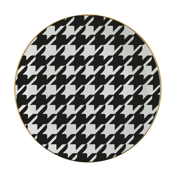 Czarno-biały talerz porcelanowy Vivas Goose, Ø 23 cm