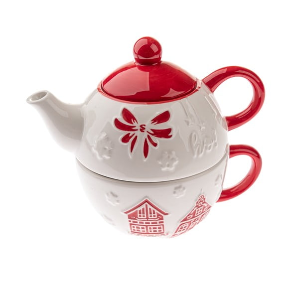 Biały ceramiczny serwis do herbaty ze świątecznym motywem Christmas cottage – Dakls