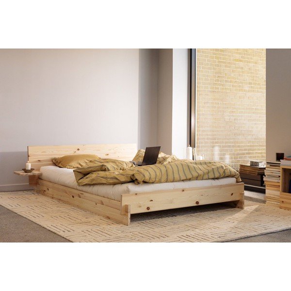 Łóżko dwuosobowe z litego drewna sosnowego ze stelażem 140x200 cm w jasnym naturalnym kolorze Latch – Karup-image-1