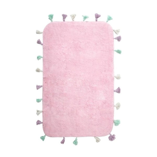 Różowy bawełniany dywanik łazienkowy Mia, 60x90 cm