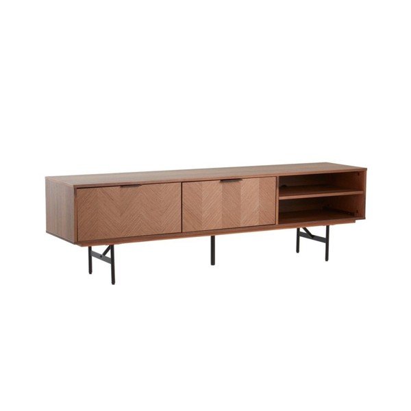 Szafka pod TV w dekorze orzecha w ciemnym naturalnym kolorze 180x51x40 cm Duvberg – Jotex