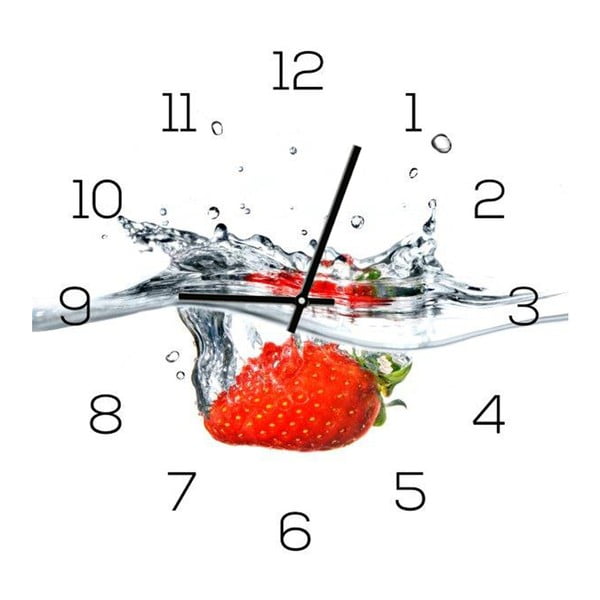 Zegar szklany DecoMalta Strawberry, 30x30 cm