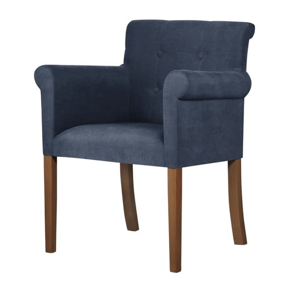 Niebieskie krzesło z ciemnobrązowymi nogami Ted Lapidus Maison Flacon