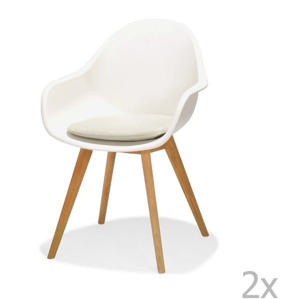 Zestaw 2 białych krzeseł ogrodowych z poduszkami na krzesło LifestyleGarden Montreux