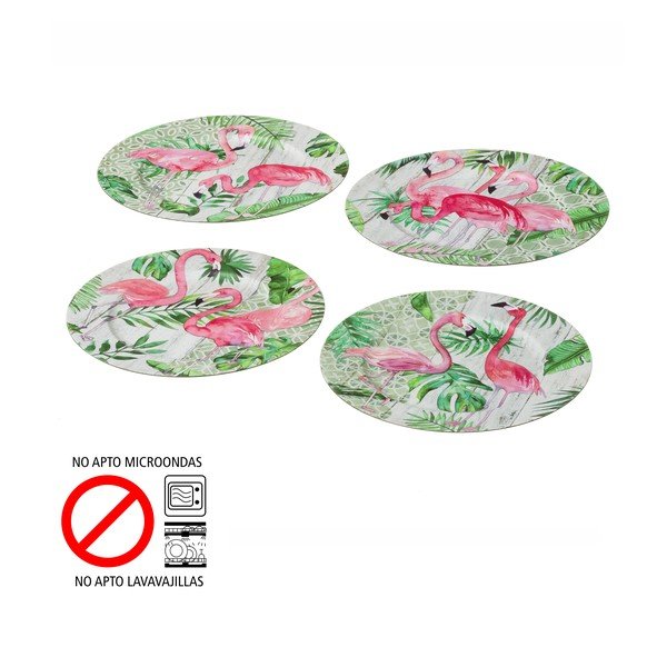 Komplet 4 talerzy Unimasa Flamingos-image-2