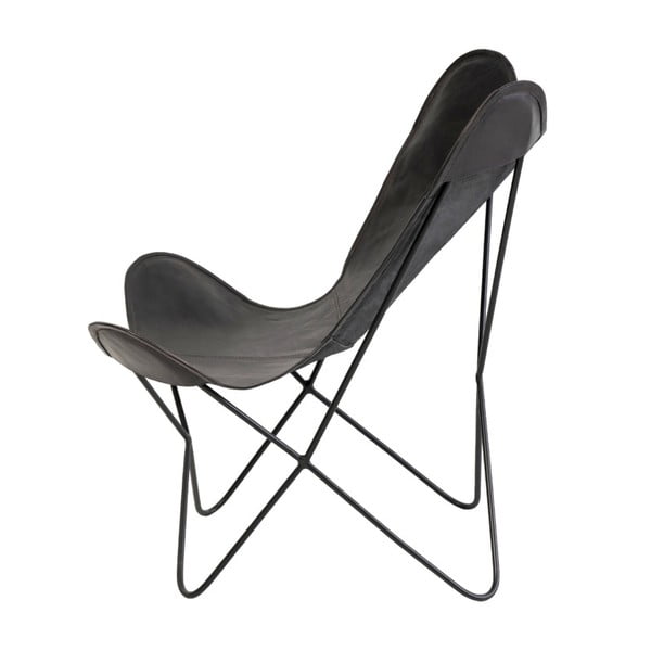 Czarny skórzany fotel butterfly sømcasa Farfalla-image-3