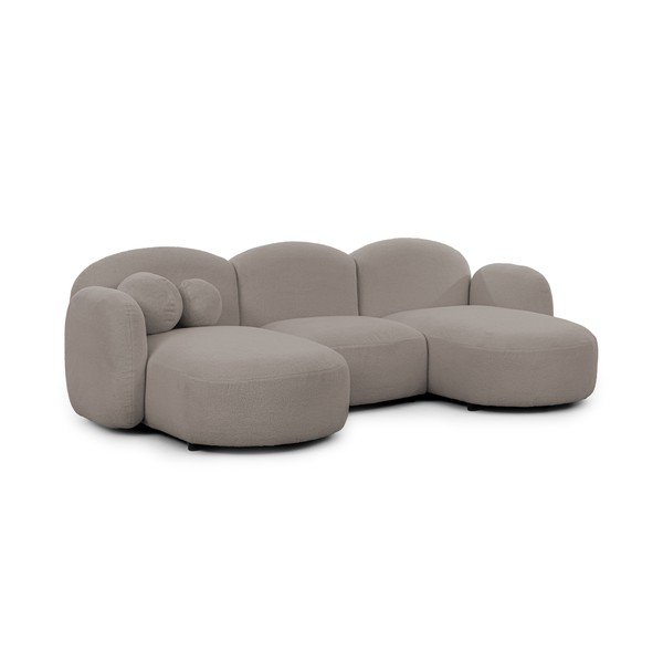 Szary narożnik z materiału bouclé (w kształcie litery U) Orbit – Ropez