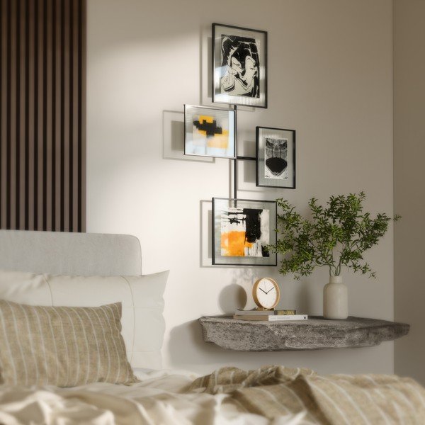 Metalowa/szklana ramka ścienna w kolorze czerni z połyskiem 57x99 cm Flute – Umbra-image-3