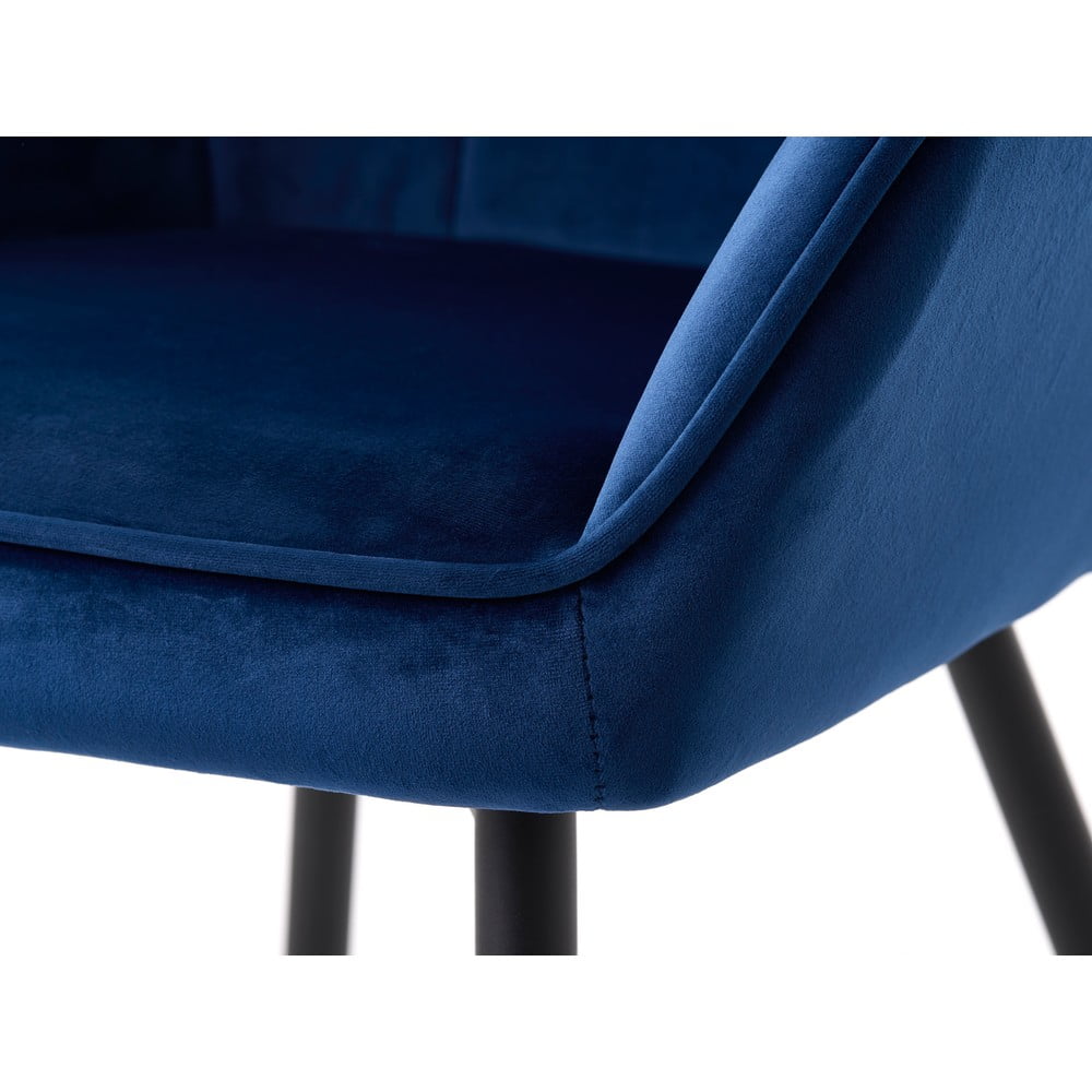 Ciemnoniebieskie tapicerowane fotele jadalniane zestaw z podłokietnikami 2 szt. Nolan Square – Unique Furniture (zdjęcie 11)