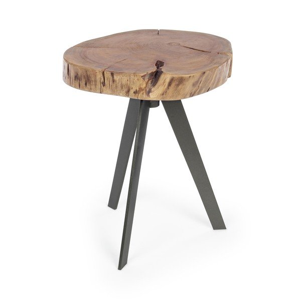 Czarno-naturalny stolik z blatem z drewna akacjowego ø 35 cm Aron – Bizzotto-image-2