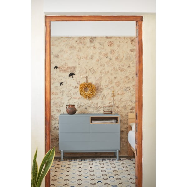 Niebieska/szara niska komoda 120x90 cm Corvo – Teulat-image-1