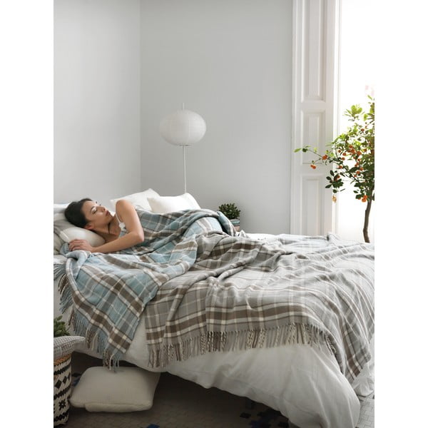 Błękitny pled z domieszką bawełny Euromant Texas, 140x180 cm-image-2