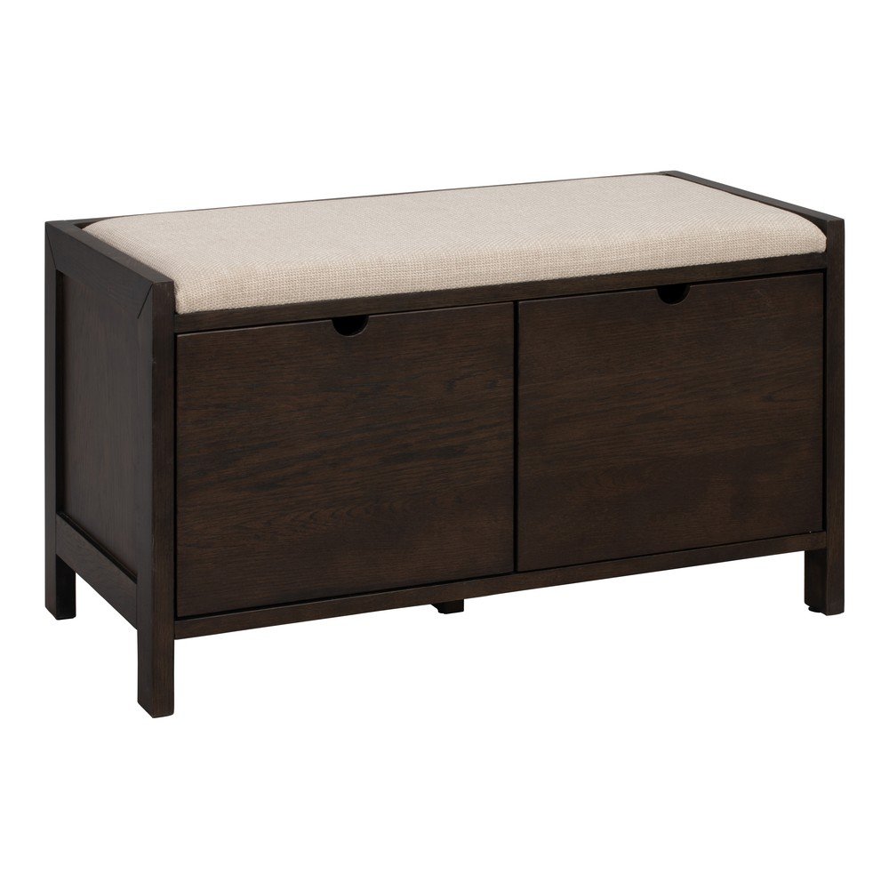 Szafka na buty z litego drewna dębowego z siedziskiem w ciemnym naturalnym kolorze 80x47x41 cm Hillmond – Rowico