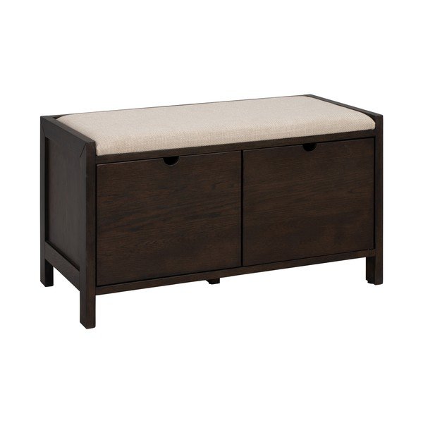 Szafka na buty z litego drewna dębowego z siedziskiem w ciemnym naturalnym kolorze 80x47x41 cm Hillmond – Rowico