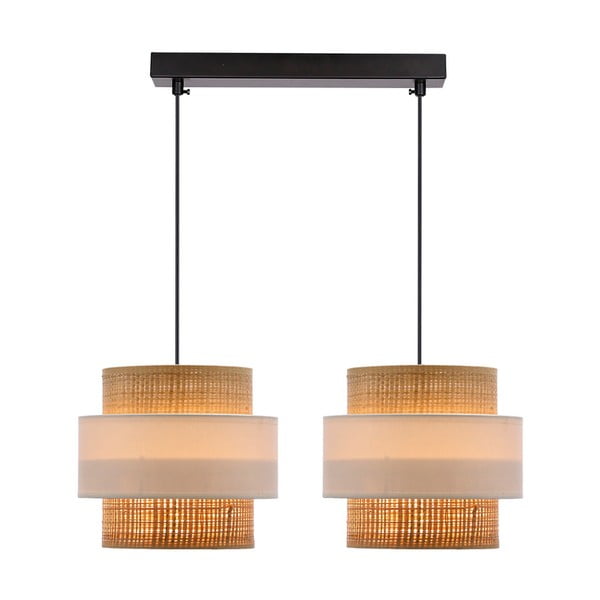 Biało-naturalna lampa wisząca z rattanowym kloszem ø 20 cm Rattan – Candellux Lighting-image-1