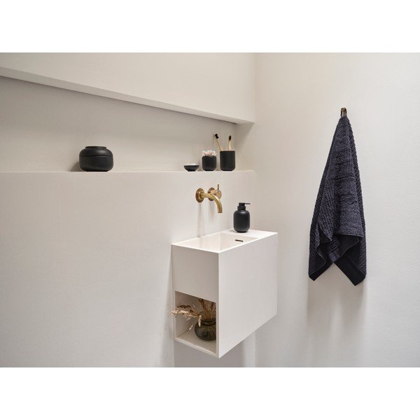 Czarny kamionkowy organizer łazienkowy na waciki Sensu – Zone-image-2