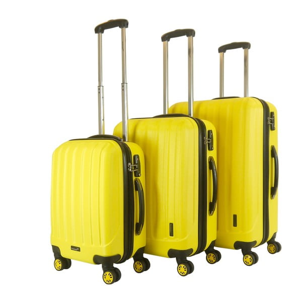 Zestaw 3 żółtych walizek na kółkach Packenger Koffer