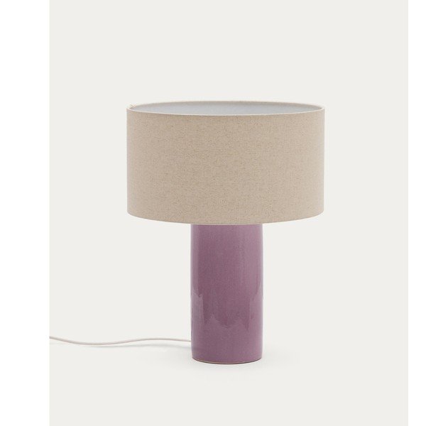 Fioletowa/beżowa lampa stołowa z tekstylnym kloszem (wysokość 52 cm) Toneric – Kave Home-image-4