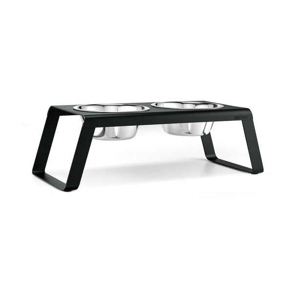 Metalowy zestaw misek dla psów ze stojakiem Desco Black L – MiaCara