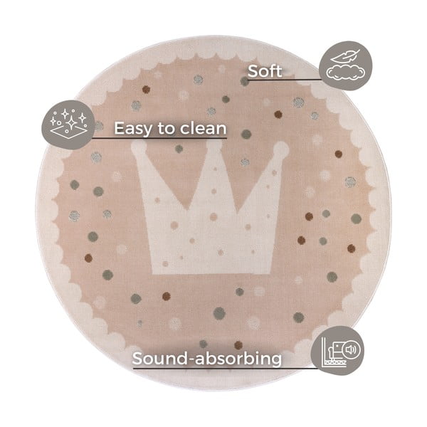 Beżowy dywan dziecięcy ø 100 cm Crown – Hanse Home-image-4