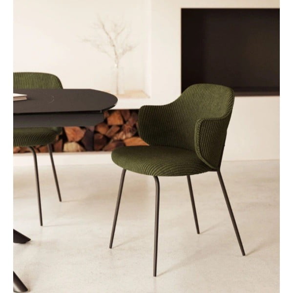 Zielone tapicerowane fotele jadalniane zestaw 2 szt. Yunia – Kave Home-image-1