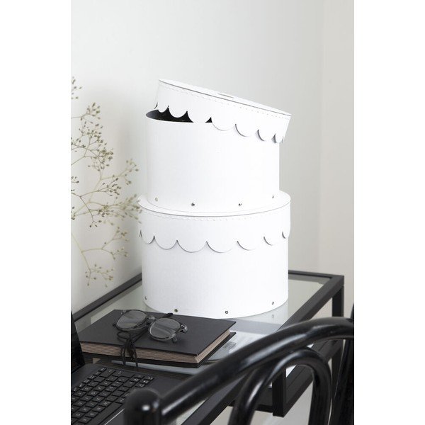 Białe kartonowe pojemniki zestaw 2 szt. z pokrywką ø 26x17,5 cm Wilma Paper Laminate – Bigso-image-2