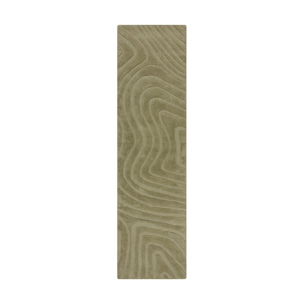 Wełniany chodnik tkany ręcznie w kolorze khaki 60x230 cm Mesmerise Sage – Flair Rugs