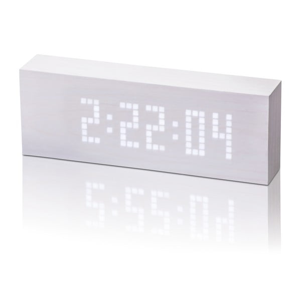 Biały budzik z białym wyświetlaczem LED Gingko Message Click Clock