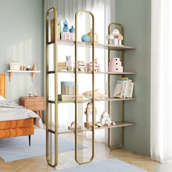 Regał w dekorze sosny w kolorze złota 125x180 cm Sierra – Kalune Design-image-3