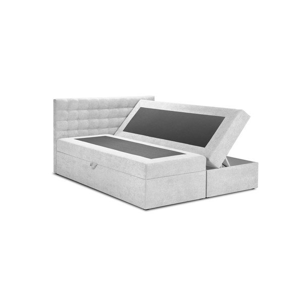 Jasnoszare łóżko boxspring ze schowkiem 160x200 cm Jade – Mazzini Beds-image-2