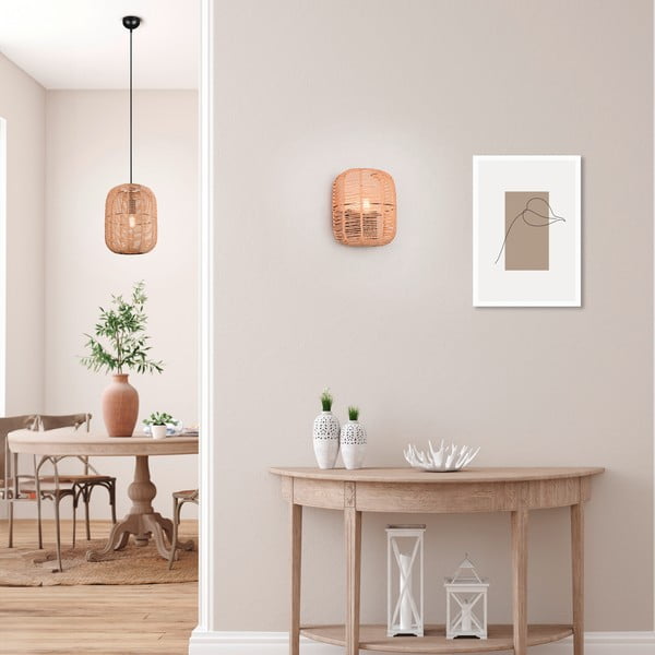 Jasnobrązowa lampa wisząca z tekstylnym kloszem ø 25 cm Runa – Trio-image-1