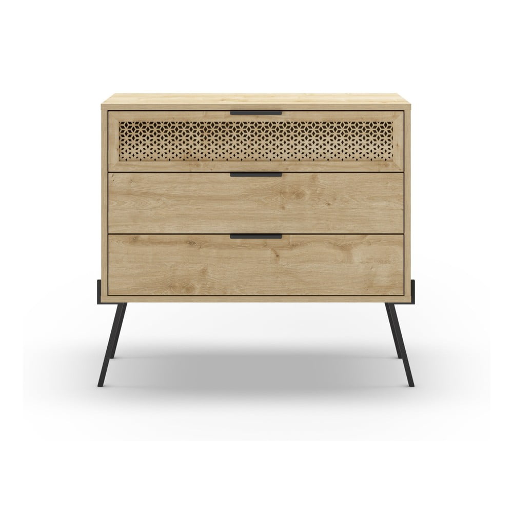 Niska komoda w dekorze dębu 90x83 cm Ecrin – Marckeric