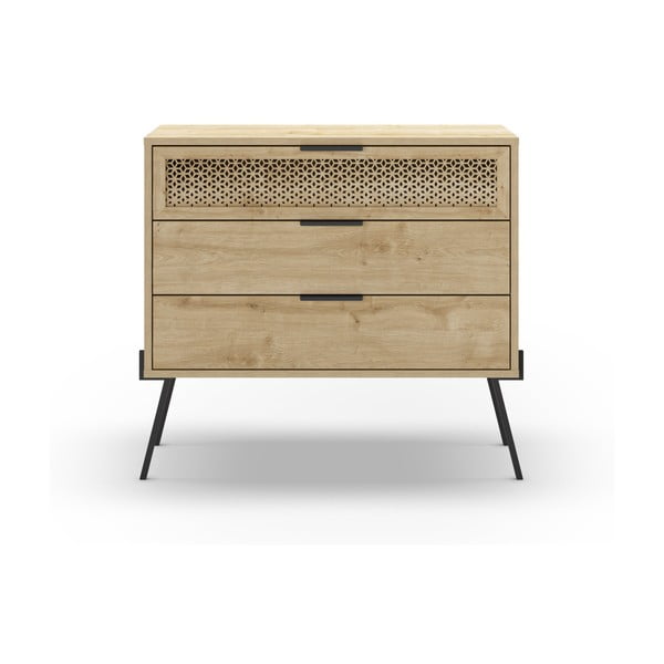 Niska komoda w dekorze dębu 90x83 cm Ecrin – Marckeric