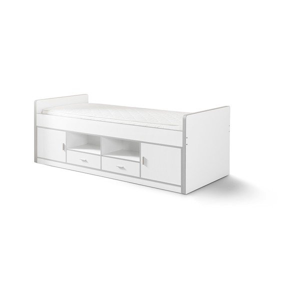 Białe dziecięce łóżko ze schowkiem Vipack Bonny, 200x90 cm