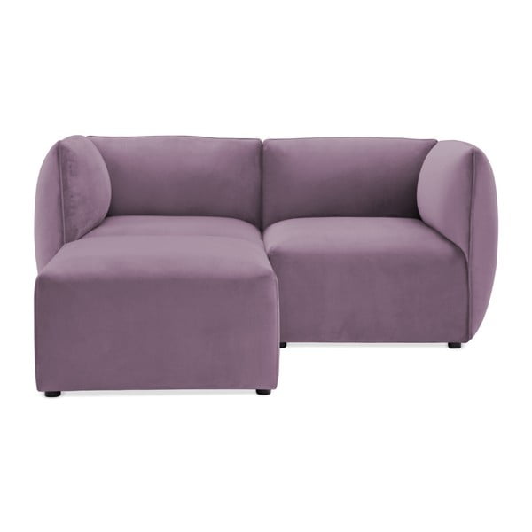 Liliowa 2-osobowa sofa modułowa z podnóżkiem Vivonita Velvet Cube