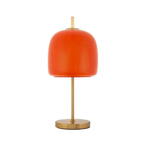 Pomarańczowa/w kolorze złota metalowa lampa stołowa ze szklanym kloszem (wysokość 53 cm) Oldy – Mauro Ferretti