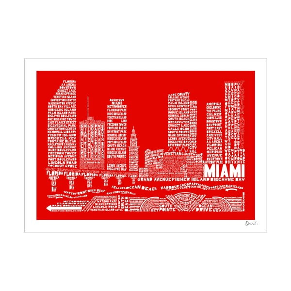 Plakat Miami Red&White, 50x70 cm