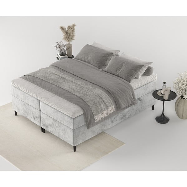 Szare łóżko boxspring ze schowkiem 180x200 cm Araya – Maison de Rêve-image-1