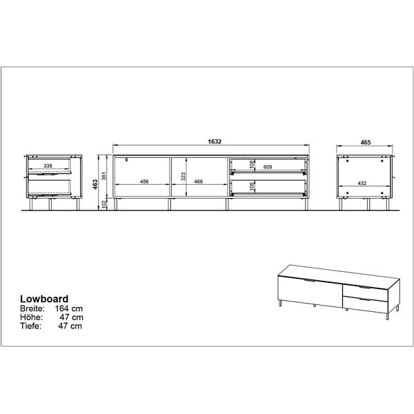 Szarobeżowy stolik pod telewizor w kolorze orzecha 164x47 cm California – Germania-image-3